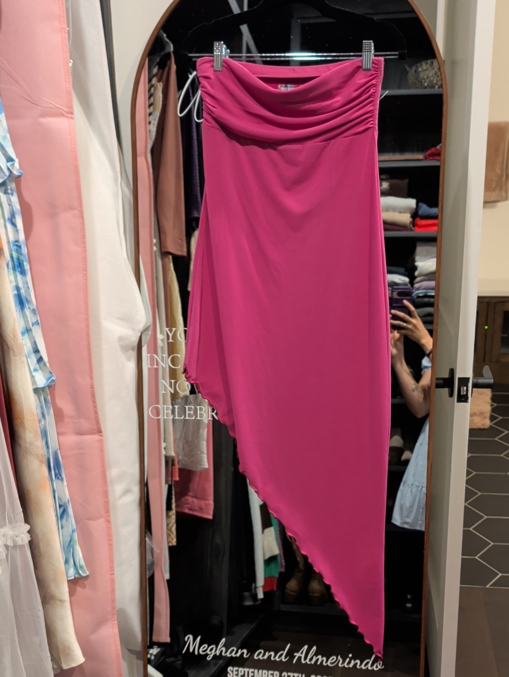 Urban Outfitters Asymmetrical Draped Dress - Magenta